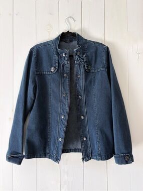 Haggar Anchors Dark Blue Denim Jean Jacket Size 12